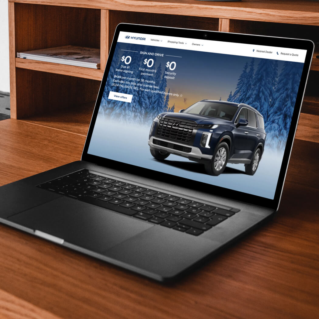 Hyundai’s responsive car-shopping experience on a laptop
